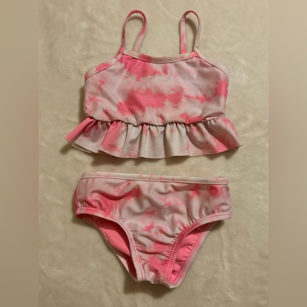 Gap Toddler Pink and White Two Piece Swim Suit Size 2t